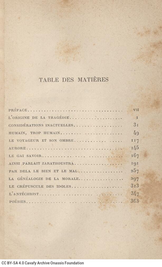 18 x 11 εκ. 4 σ. χ.α. + XVI σ. + 374 σ. + 8 σ. χ.α., όπου στο φ. 1 κτητορική σφραγίδα CPC 